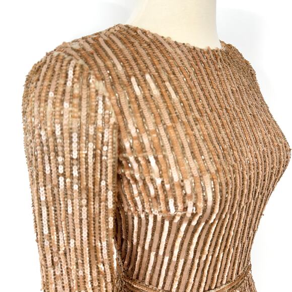 Mac Duggal Embellished Bodycon Mini Dress Nude Dusty Pink 2 NWT - Picture 6 of 12